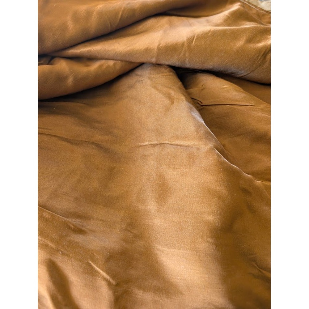 Vtg 90s Antique Satin 20 Yards 46" Wide Copper Shine Upholstery Curtains Silky